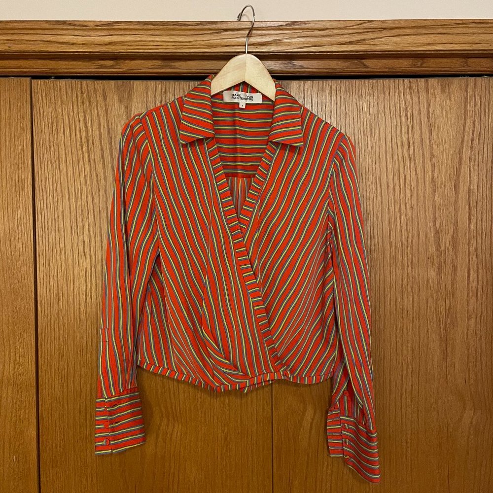 VERY SORRY, DONATED — Diane von Furstenberg Silk Wrap Blouse